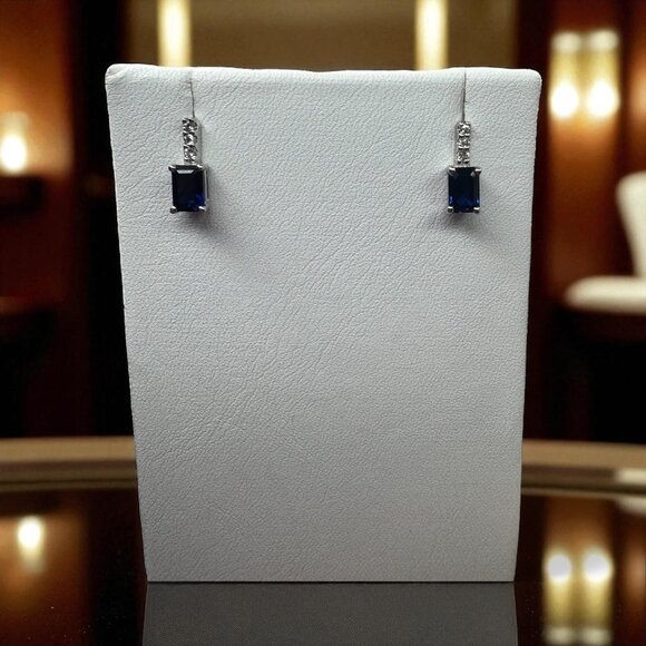 Vera Wang Love Sterling Silver Sapphire & White Sapphire Earrings - Picture 1 of 8